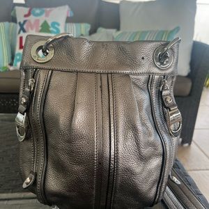 B Makowsky Grey/platinum (gunmetal) crossbody bag